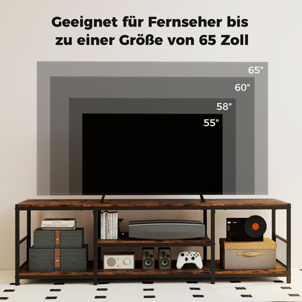 TV Stand for 65-Inch TVs, Industrial Style, Metal Frame