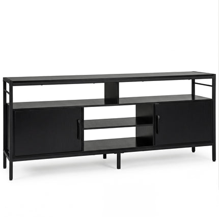 TV Stand for 65" TVs with 2 Cabinets & 4 Shelves, Black