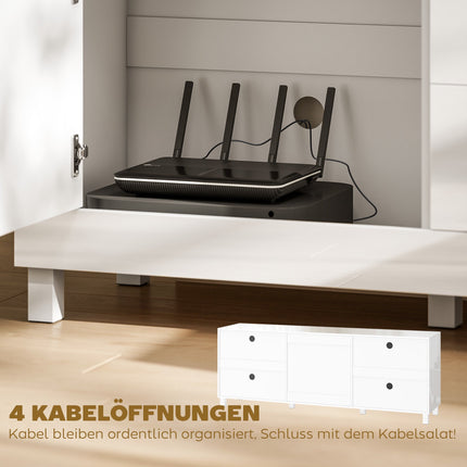 TV Stand for 75" TVs, High Gloss White, 180cm, 2 Cabinets