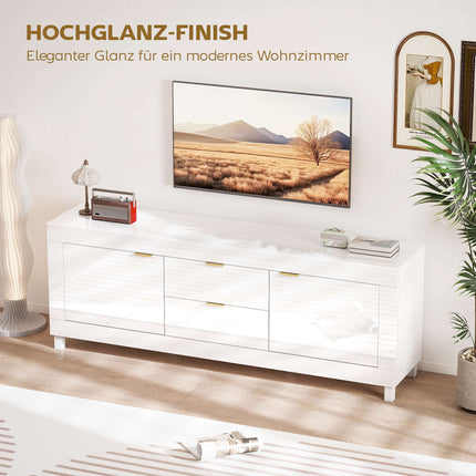 TV Stand for 75" TVs, High Gloss White, 180cm, 2 Cabinets