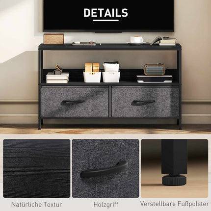 TV Stand with 2 Drawers, Open Shelf, Fits Up to 47" TV