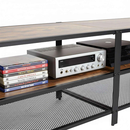TV Stand with 4 Compartments, Wood-Effect Finish