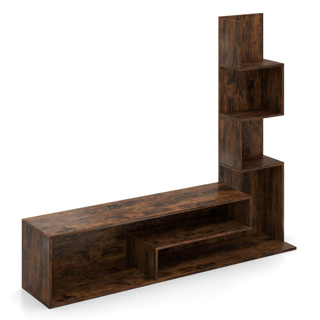TV Stand with Bookshelf, Fits TVs up to 50", Brown