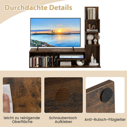 TV Stand with Bookshelf, Fits TVs up to 50", Brown