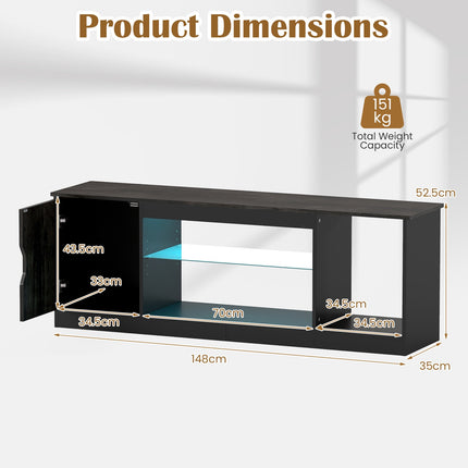 TV Stand with LED Lights & Adjustable Shelf for 65" TVs