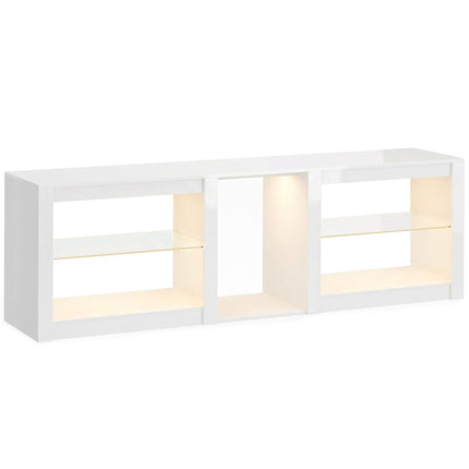 TV Stand with RGB LED Lights, High-Gloss White, 160 cm