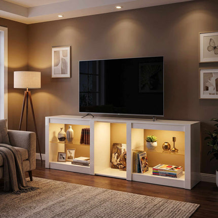 TV Stand with RGB LED Lights, High-Gloss White, 160 cm