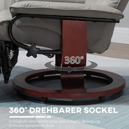 Lounger, electric 145° tilt, synthetic leather, grey