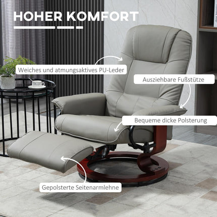 Lounger, electric 145° tilt, synthetic leather, grey