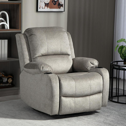 Reclining rocking chair with cup holder, brown