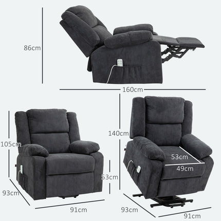 Electric recliner with lift assist - black, side pocket