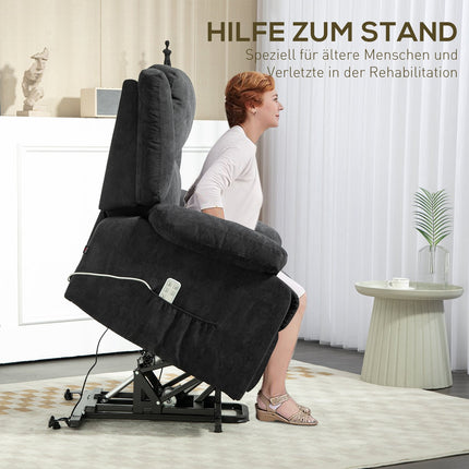 Electric recliner with lift assist - black, side pocket