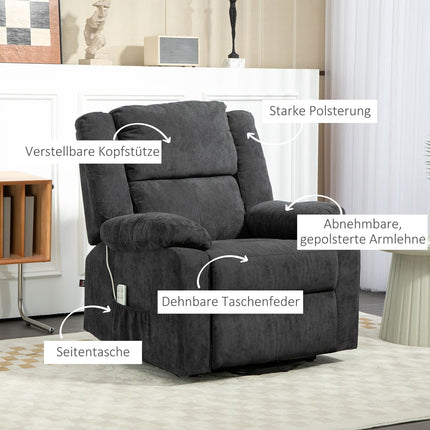 Electric recliner with lift assist - black, side pocket