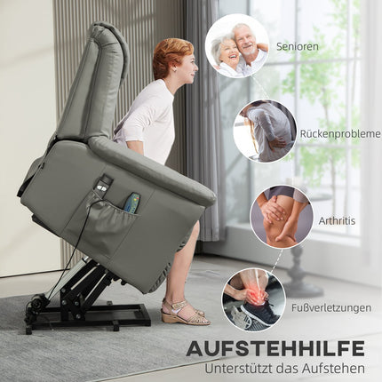 Electric recliner TV chair with heating, massage and stand-up assistance