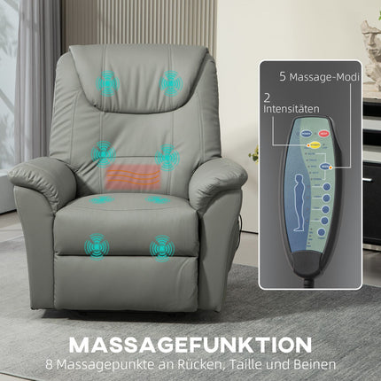 Electric recliner TV chair with heating, massage and stand-up assistance