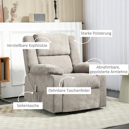 Electric recliner, standing aid, pocket spring, light grey