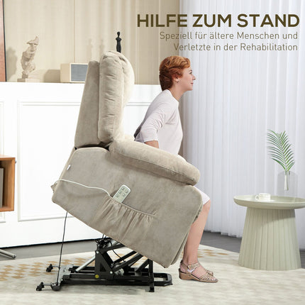 Electric recliner, standing aid, pocket spring, light grey