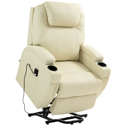 Electric recliner, stand-up assistance, cream-colored artificial leather