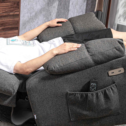 Electric reclining TV armchair with USB port, dark grey