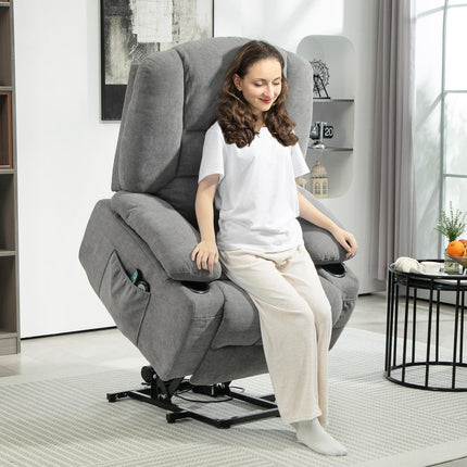 Electric reclining TV armchair, heating & massage, dark grey