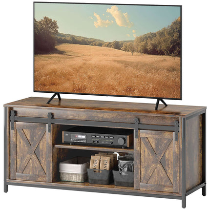 TV stand for 60-inch TVs, brown, 2 cabinets and shelves