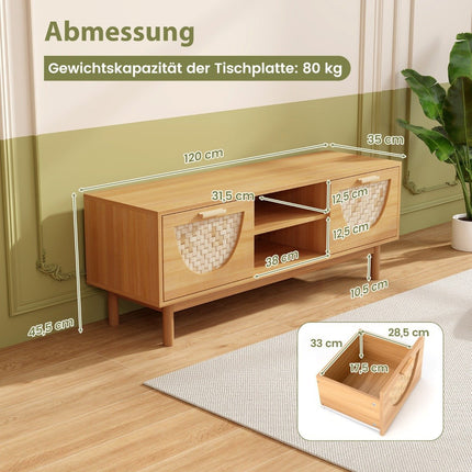 TV cabinet with 2 drawers & open shelves for TVs up to 55 inch TV lowboard TV cabinet