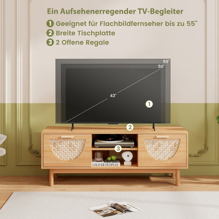 TV cabinet with 2 drawers & open shelves for TVs up to 55 inch TV lowboard TV cabinet