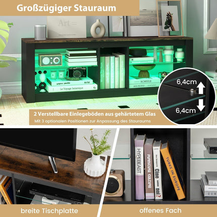 TV cabinet with LED lighting for televisions up to 65 inches. Modern entertainment center