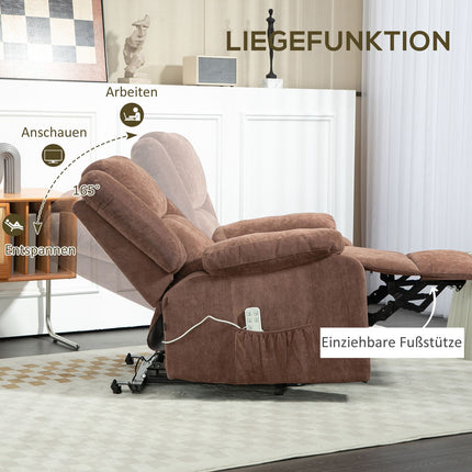 Electric reclining TV chair, 3 motors, light brown