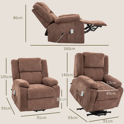 Electric reclining TV chair, 3 motors, light brown