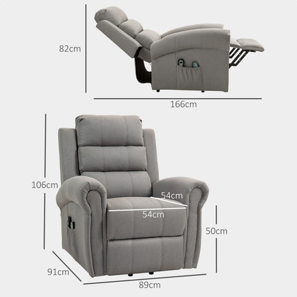 Electric reclining massage chair with heating and standing assistance