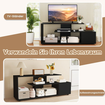 TV stand for TVs up to 55 inches with shelves &amp; Cabinet TV cabinet lowboard black