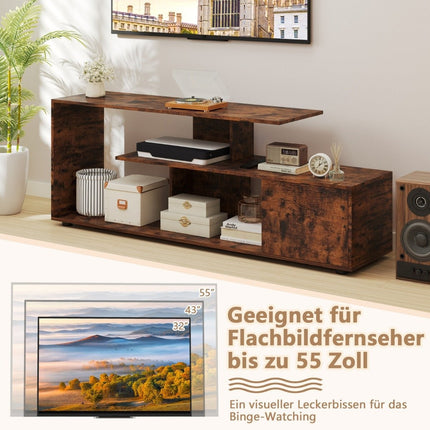 TV stand for TVs up to 55 inches with shelves &amp; Cabinet TV cabinet lowboard brown