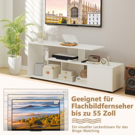 TV stand for TVs up to 55 inches with shelves &amp; Cabinet TV cabinet lowboard white