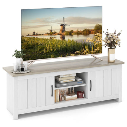 TV stand with 2 doors & 2 cabinets & open shelves TV stand for TVs up to 65" light gray
