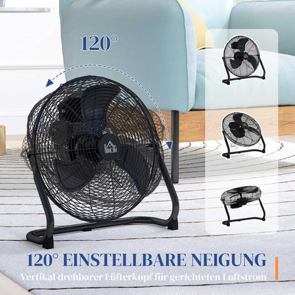 Electric table fan, 4 speeds, 120° adjustable angle, black