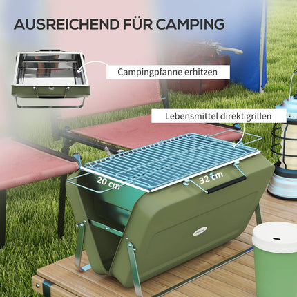 Charcoal Tabletop Grill - Stainless Steel, Portable, Green