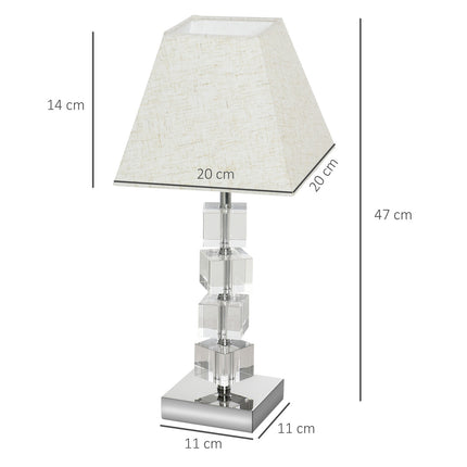 Bedside lamp, rotating crystal cube, cream white