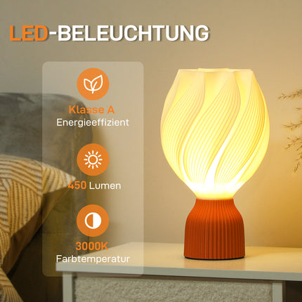 LED Table Lamp with 3D Flower Lampshade, White