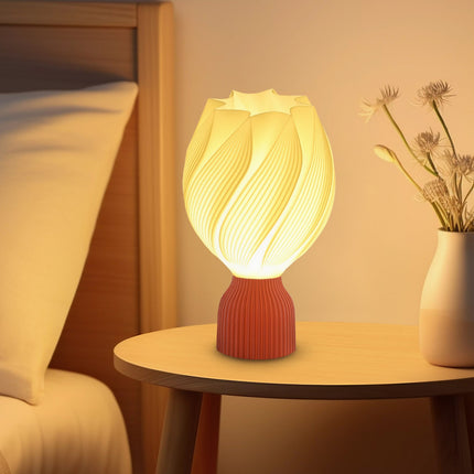 LED Table Lamp with 3D Flower Lampshade, White