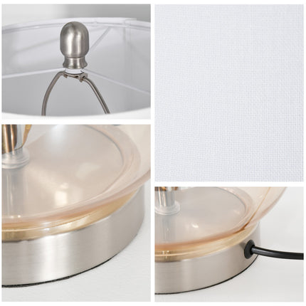 Set of 2 bedside lamps - glass, linen, E27 socket