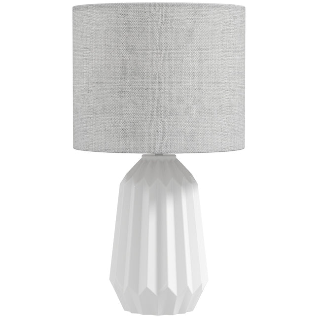 Table Lamp with Linen Shade, 22x22x39 cm, White