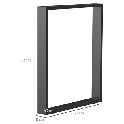Black table leg set in steel - square profiles, 60x72 cm