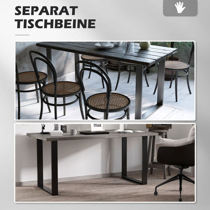 Black table leg set in steel - square profiles, 60x72 cm