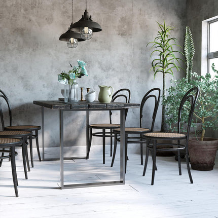 Black table leg set in steel - square profiles, 60x72 cm