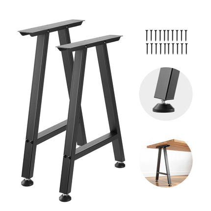 Table Legs, Trapezoid Steel, 740x550 mm, Black, 2-Pack
