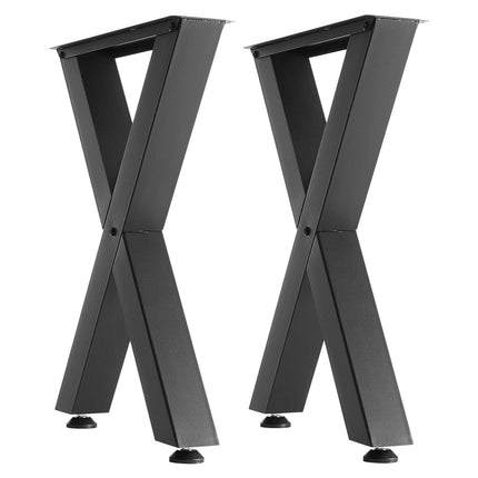 Table Legs, X-Frame Steel, 750 x 600 mm, 2 Pack, Black