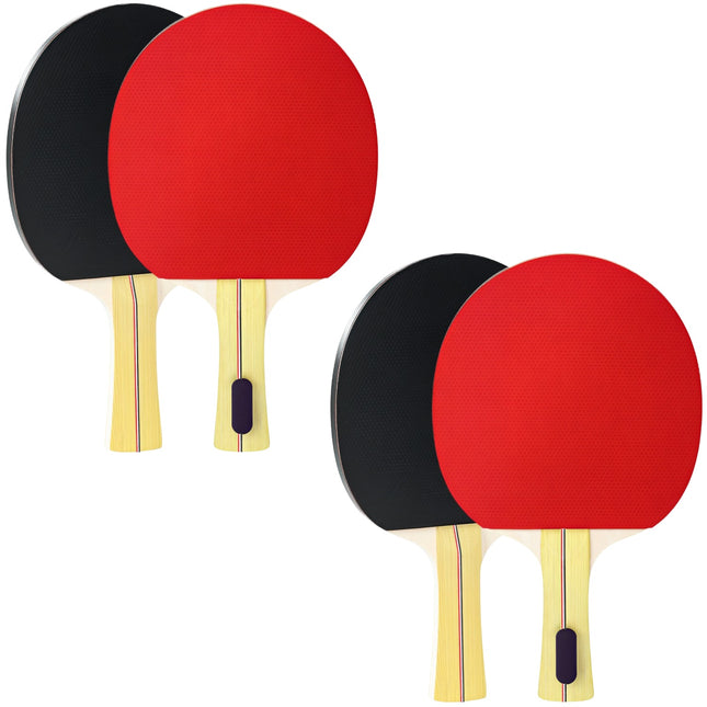 Tafeltennisset: 4 peddels, 8 ballen, draagtas
