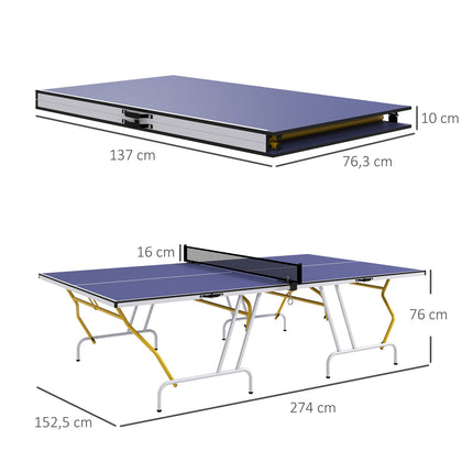 Folding table tennis table with net, bats & balls - Blue