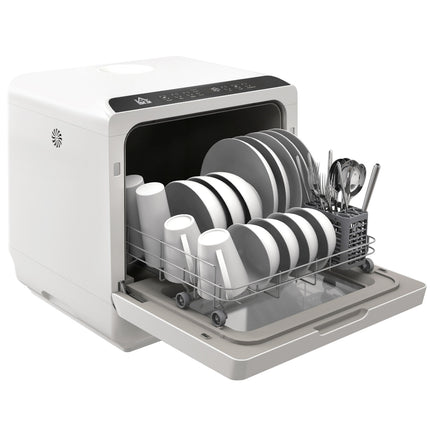 Compact tabletop dishwasher - 4 settings, 6 programs, built-in tank